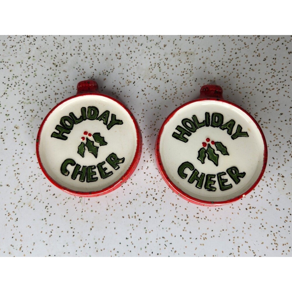Duncan Ceramics Vintage Christmas Ornament Coasters Holiday Cheer 1975 Set of 2